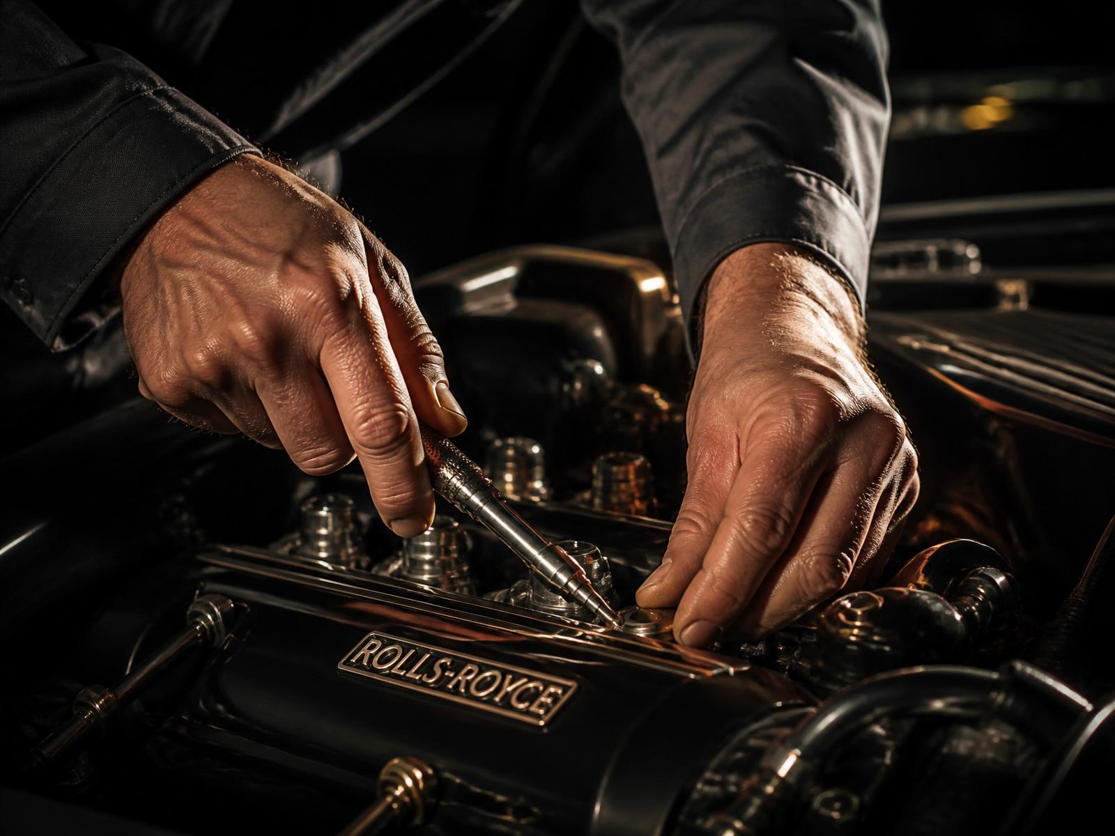 Master technician at work in a premium automotive workshop